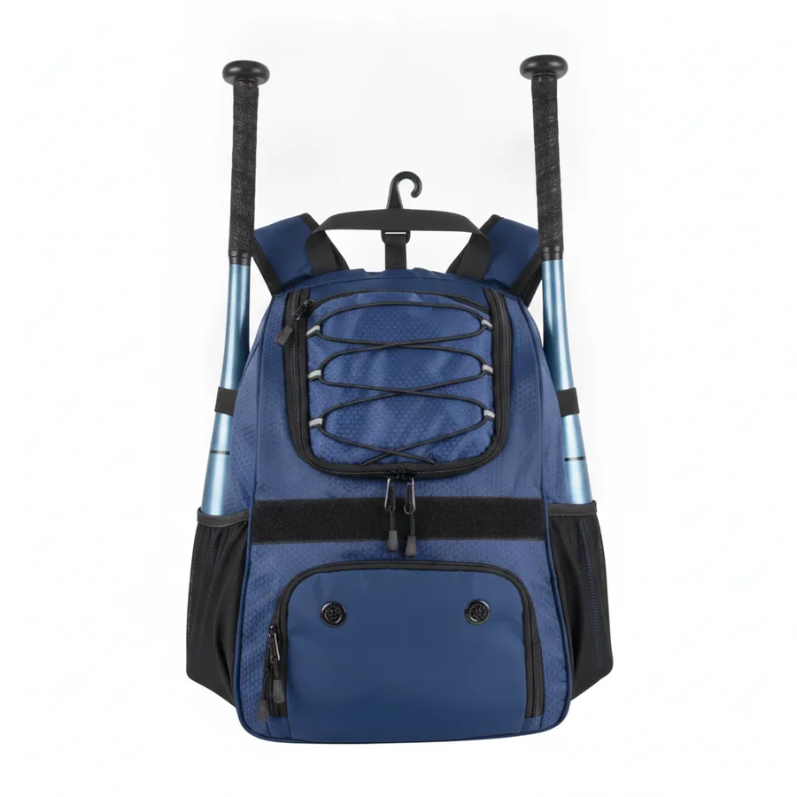 Navy Blue Baseball Backpack with Shoe Compartment & Bat Holder - Athletic Travel and Everyday Sports Bag — wholesale Bags & Backpacks by the case