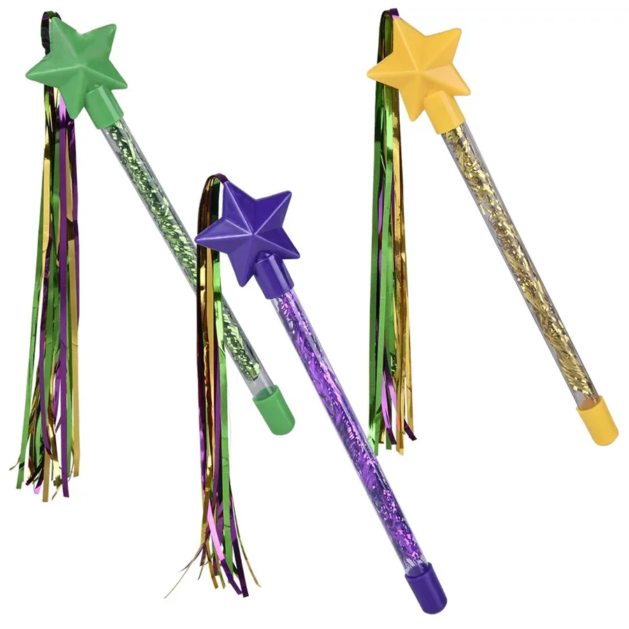 Mardi Gras Star Tinsel Wand For Kids — wholesale Seasonal & Holiday by the case