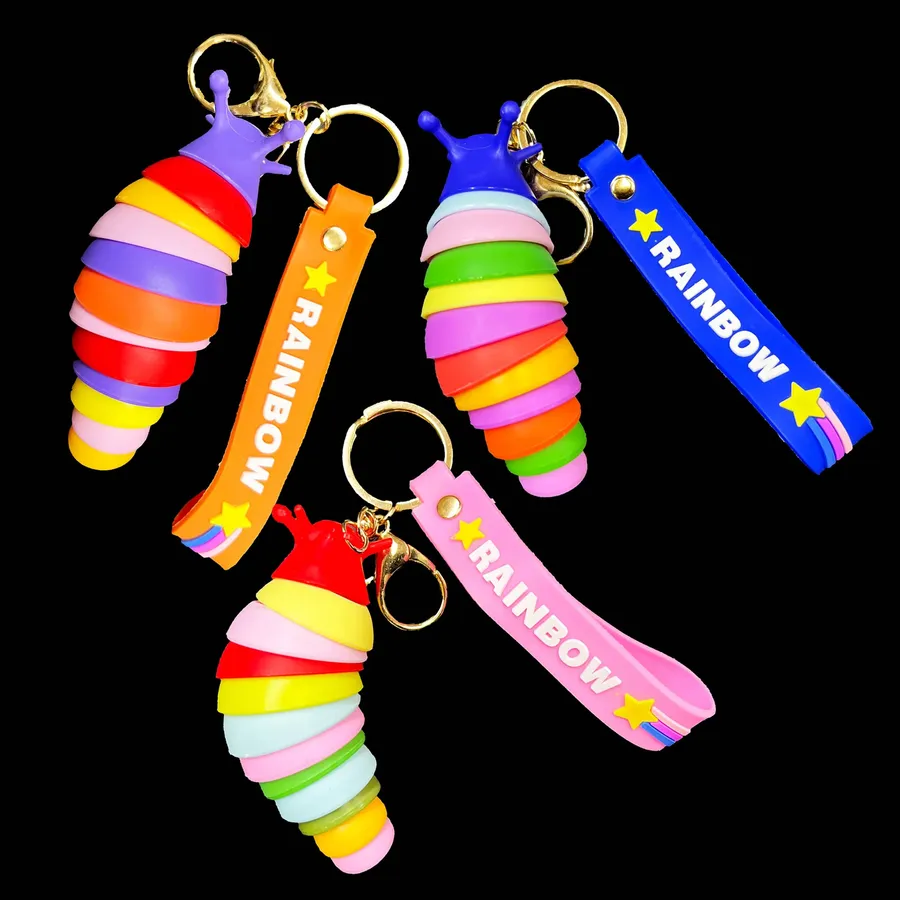 Rainbow Snail Silicone Cute Bag Charm Keychain - Assorted — wholesale Keychains & Charms by the case