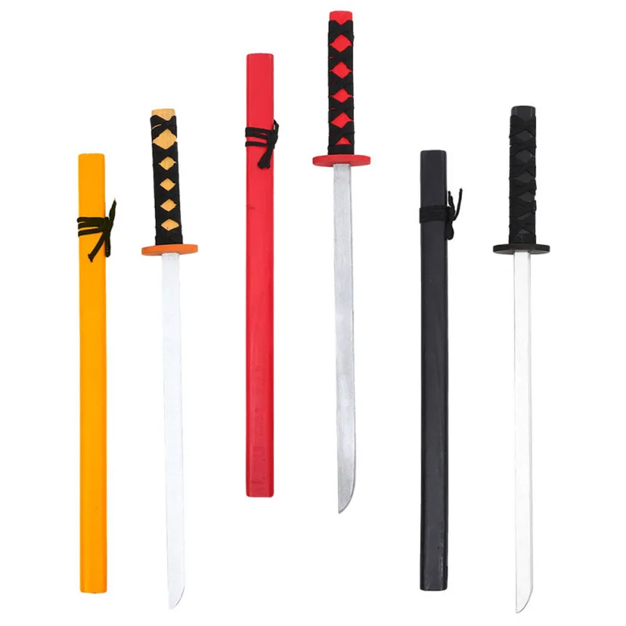 New 30-Inch Wooden Ninja Colorful Sword with Sheath - Kids' Pretend Play Weapon (Sold By Piece) — wholesale Toys & Games by the case