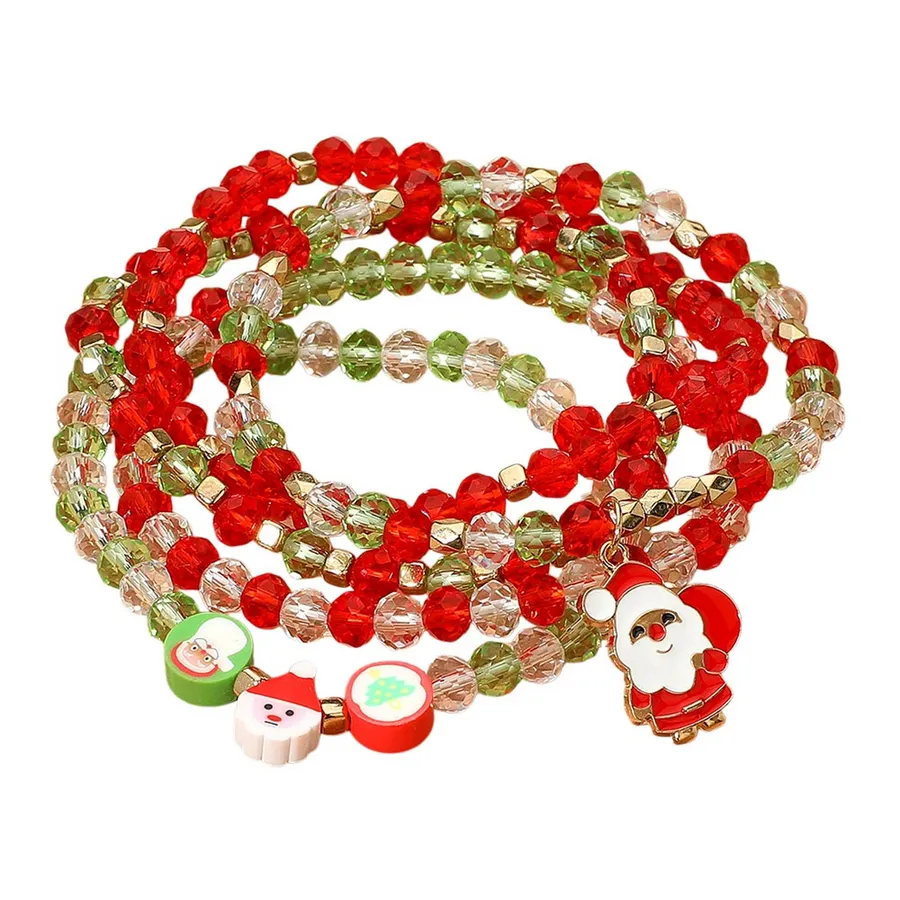 Santa Charm Stretch Multi Layered Bracelet For Kids — wholesale Keychains & Charms by the case