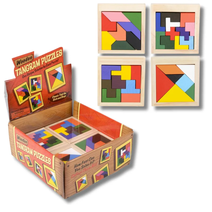 Wooden Tangram Puzzles 24pcs Displays — wholesale Toys & Games by the case
