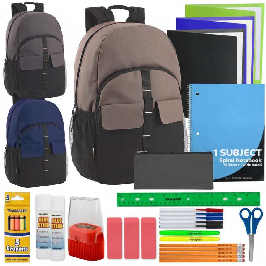 18-Inch Kids Backpack with Double Flap Daisy Chain and School Supply Kit — wholesale Bags & Backpacks by the case