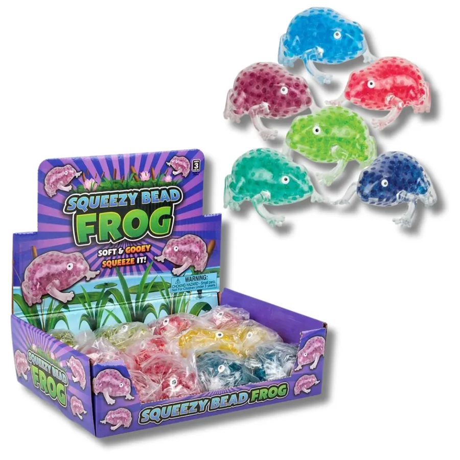 Squeezy Bead Frog Figet Kids Toy- Assorted — wholesale Toys & Games by the case