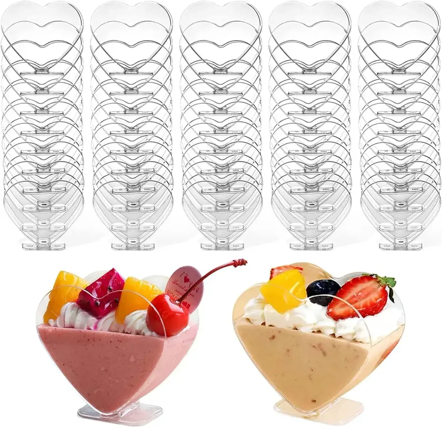 Heart Shaped Plastic Dessert Cups– Party Serving cups — wholesale Party & Gifts by the case