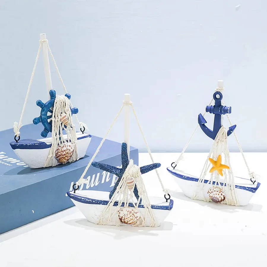 Creative Wooden Shell Crack Small Boat For Home Décor — wholesale Toys & Games by the case