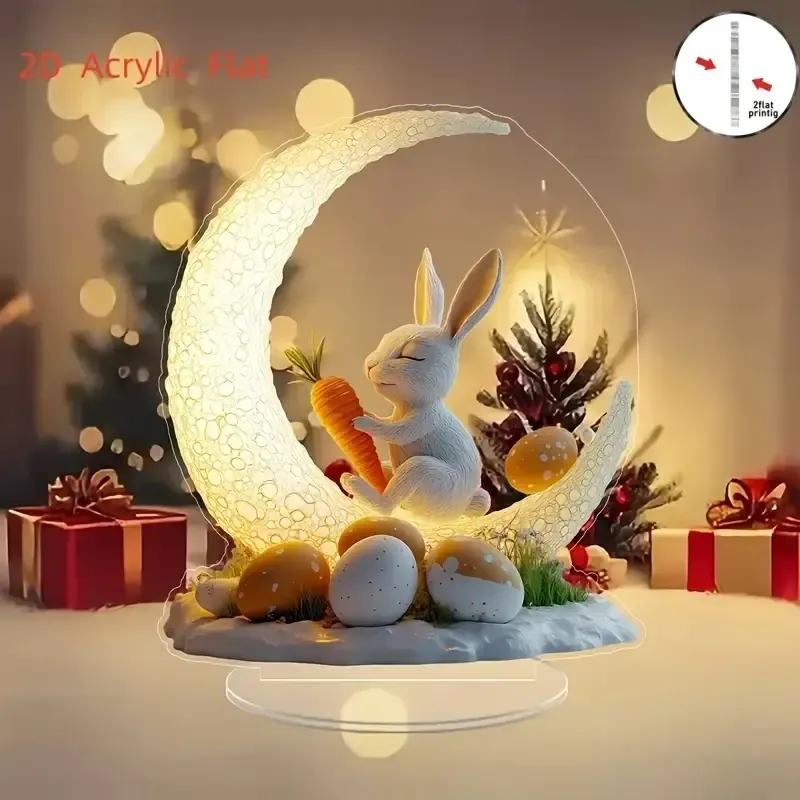 Easter Bunny Acrylic Desktop Decor with Moon & Eggs — wholesale Seasonal & Holiday by the case