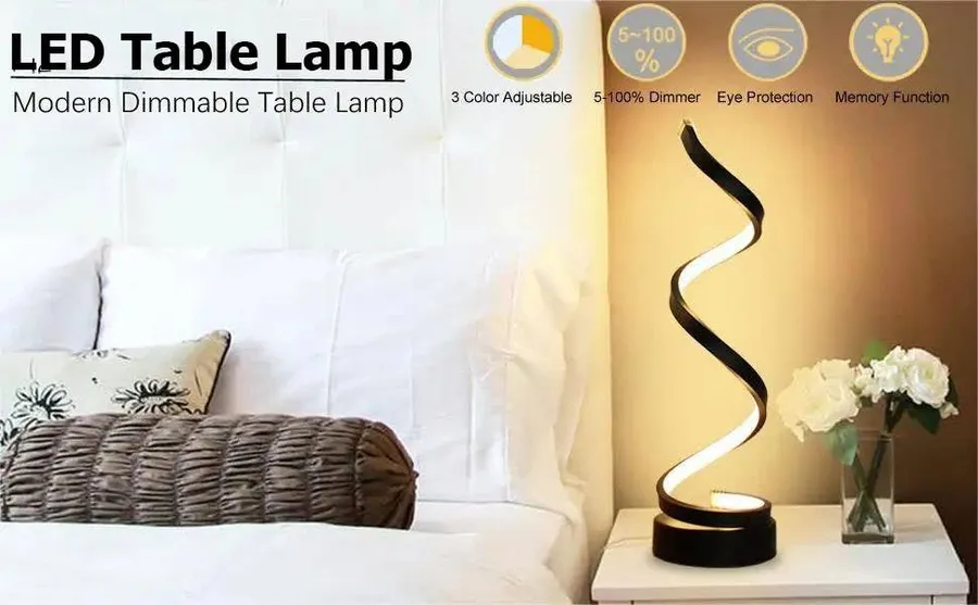 Modern Spiral LED Table Lamp – Dimmable Bedside Light — wholesale Home & Décor by the case