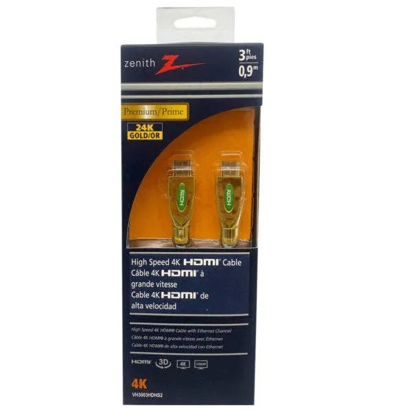 Zenith Premium 3 Foot High-Speed 4K HDMI Cable MOQ-4Pcs, 5.6$/Pc — wholesale Tech & Gadgets by the case