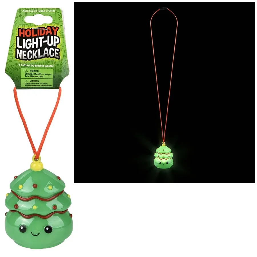 Light Up Holiday Tree Stocking Stuffer Kid Necklace — wholesale Seasonal & Holiday by the case