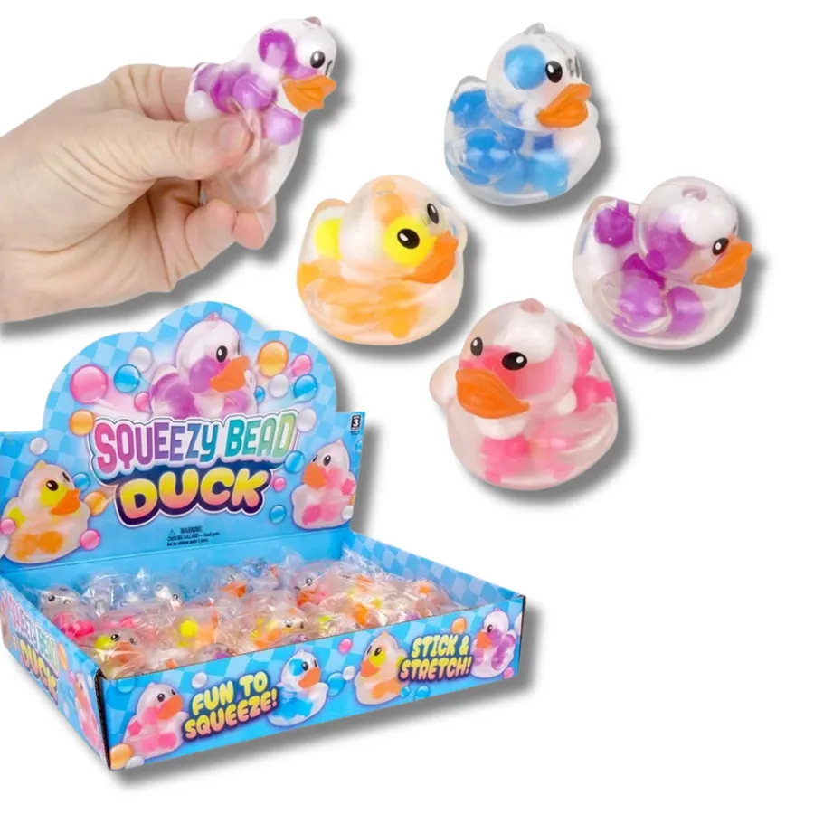 Happy Easter Squeezy Bead Ducky Kids Toy- Assorted — wholesale Seasonal & Holiday by the case