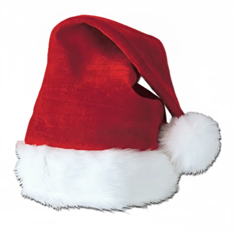Plush Velvet Santa Hat - Classic Holiday Decor & Christmas Accent — wholesale Plush & Squishies by the case