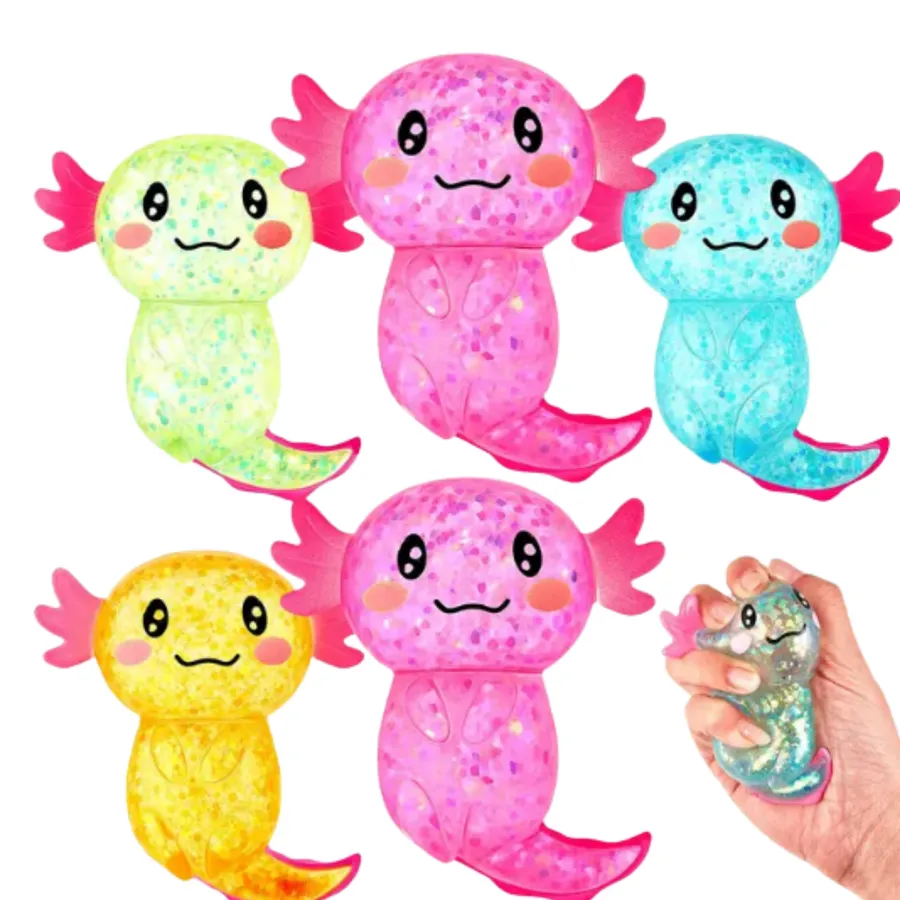 Cute Axolotl Glitter Squishy Toys - Assorted Sensory Fidget & Stress Relief Toys — wholesale Fidgets & Sensory by the case
