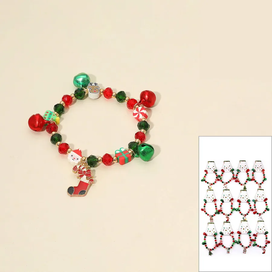 Christmas Charm Beaded Bracelet For Kids - Assorted — wholesale Keychains & Charms by the case