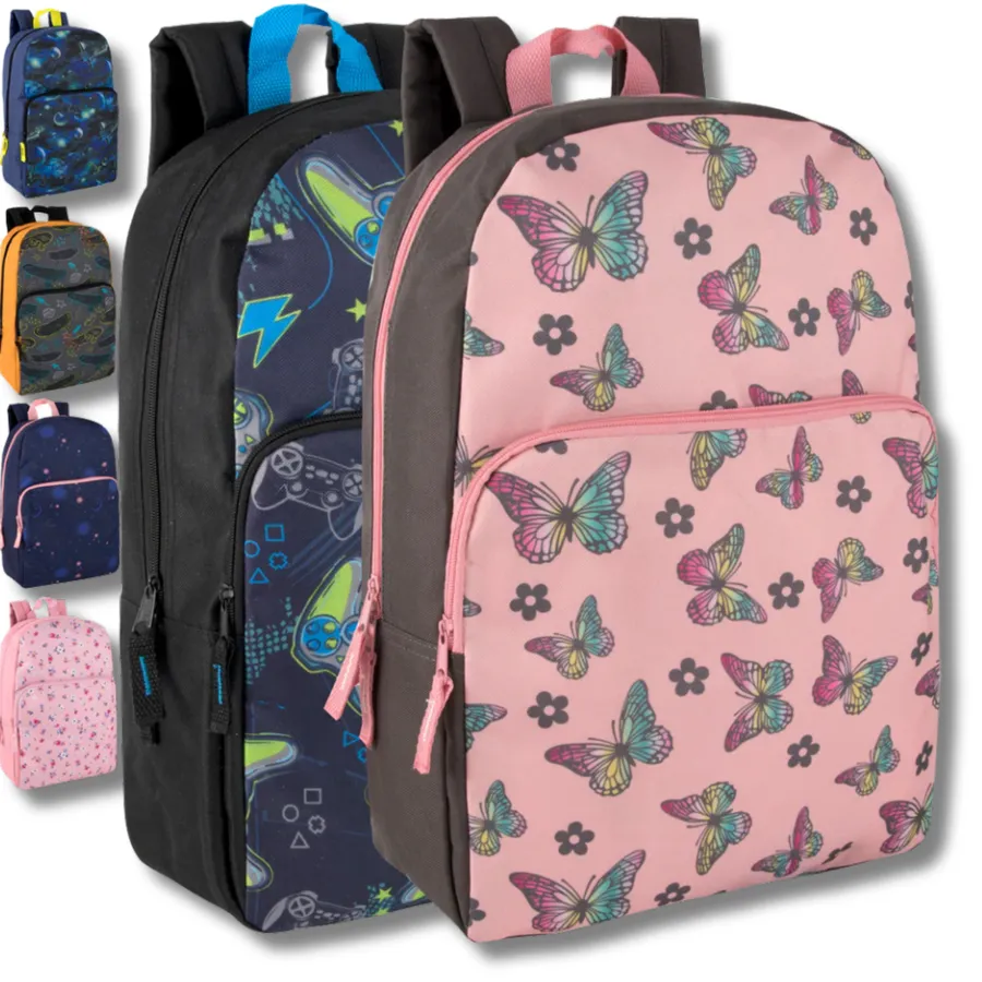 Flower Printed Back To School Backpack - Assorted — wholesale Bags & Backpacks by the case