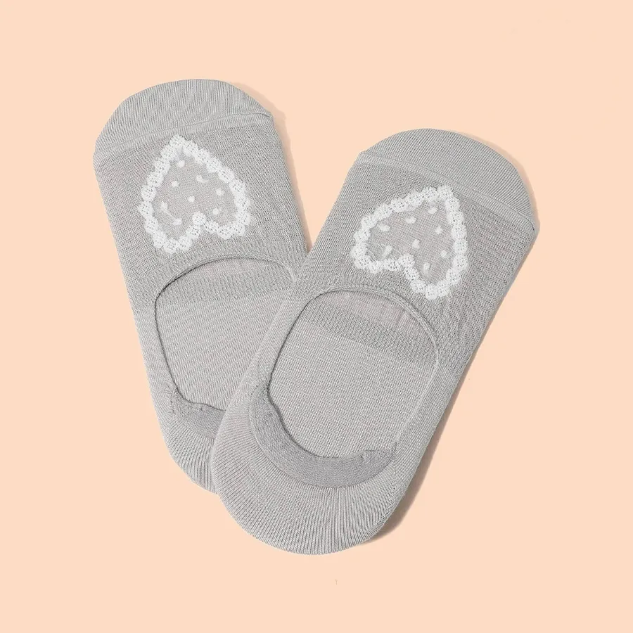 Women’s No Show Socks with Heart Pattern — wholesale Apparel & Accessories by the case