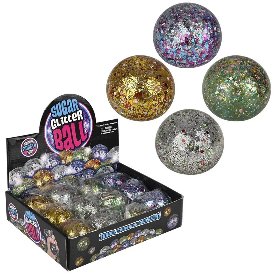 Glitter Sparkle Squeezy Fidget Ball Kids Toy- Assorted — wholesale Fidgets & Sensory by the case