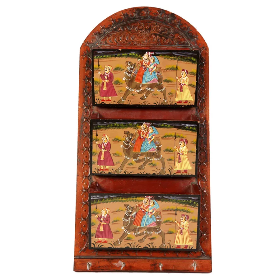 Wood Triple Magazine Key Holder For Wall — wholesale Home & Décor by the case