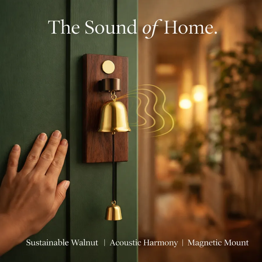Zen Magnetic Door Chime Solid Walnut & Brass — wholesale Home & Décor by the case