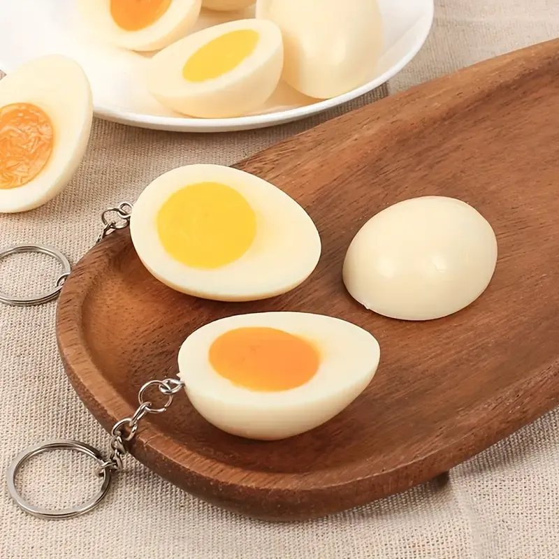 Realistic Novelty Boiled Egg Keychain Toy - Assorted — wholesale Keychains & Charms by the case