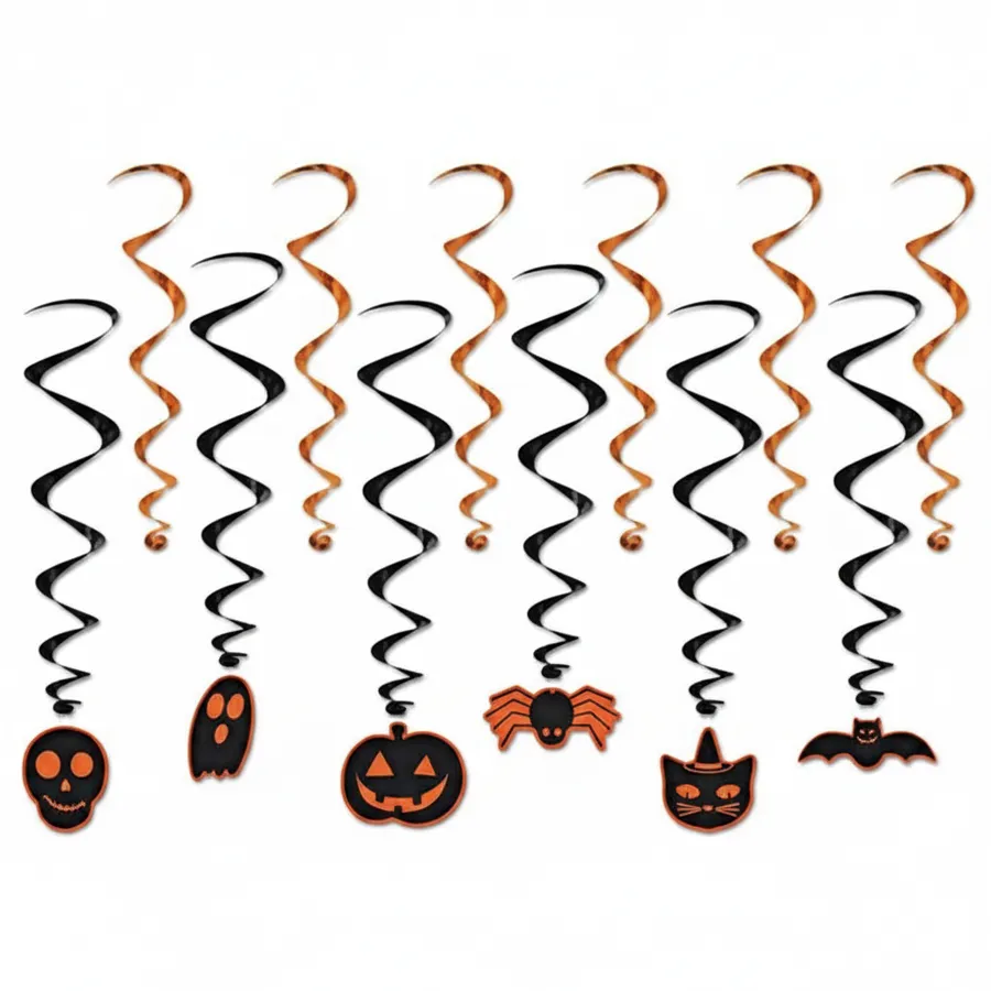 Assorted Halloween Hanging Spiral Garland - Festive Seasonal Decor for Home and Holiday Displays — wholesale Seasonal & Holiday by the case