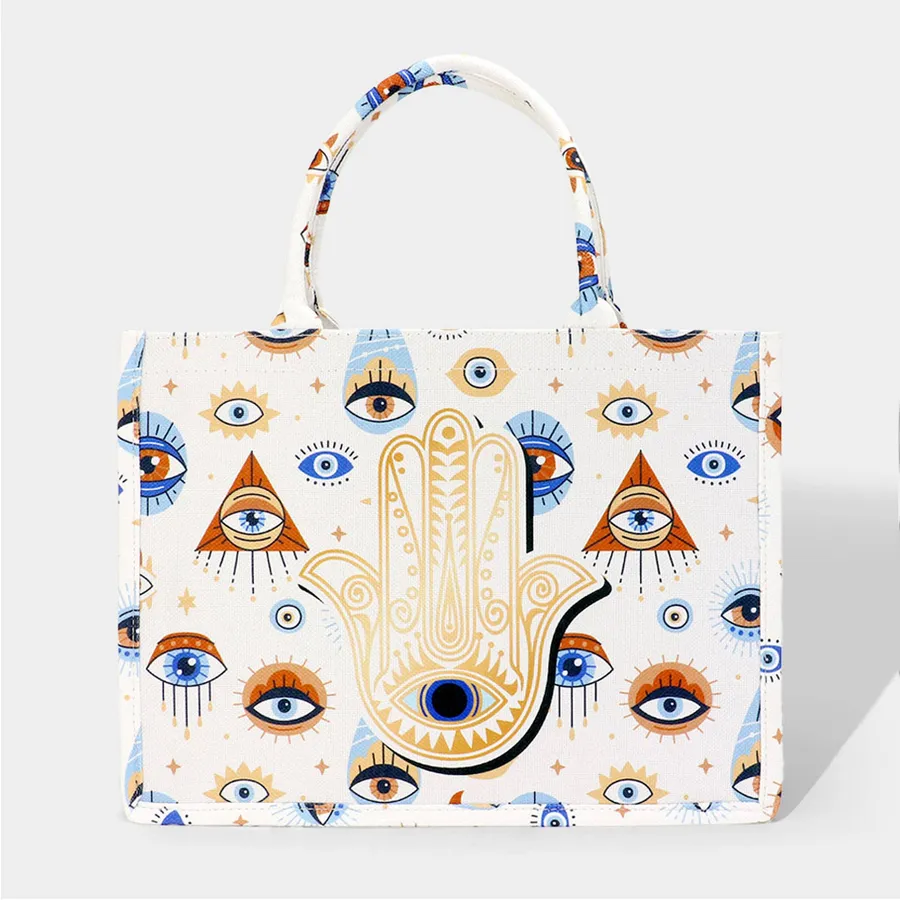 Easter Evil Eye Hand Printed Tote Bag - Assorted — wholesale Seasonal & Holiday by the case