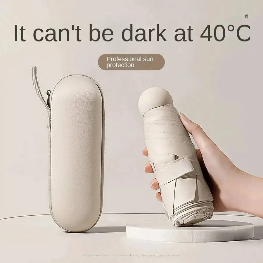 0907GG Capsule Umbrella Portable Mini Sunshade Sunscreen Rain Umbrella Black Rubber Alloy Handle Foldable Sun Rain Dual — wholesale Apparel & Accessories by the case