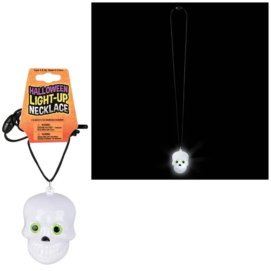 Light Up Halloween Skull Necklace For Kids — wholesale Seasonal & Holiday by the case