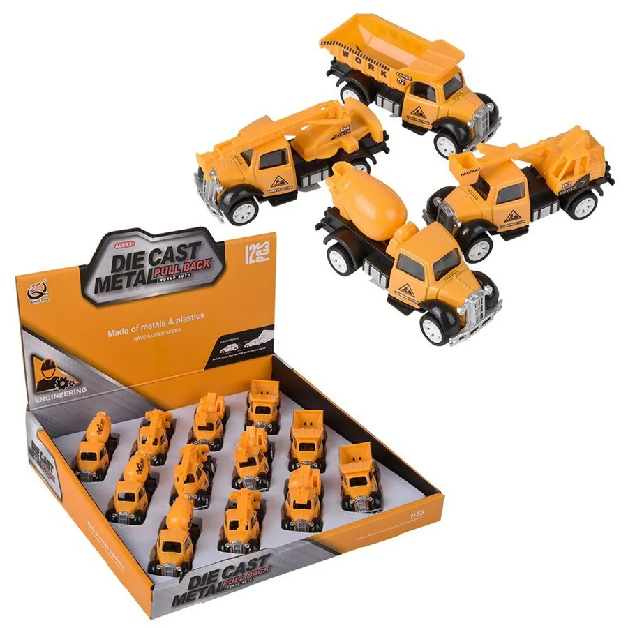 Die Cast Pull Back Construction Vehicle Car Toy- In Bulk — wholesale Toys & Games by the case