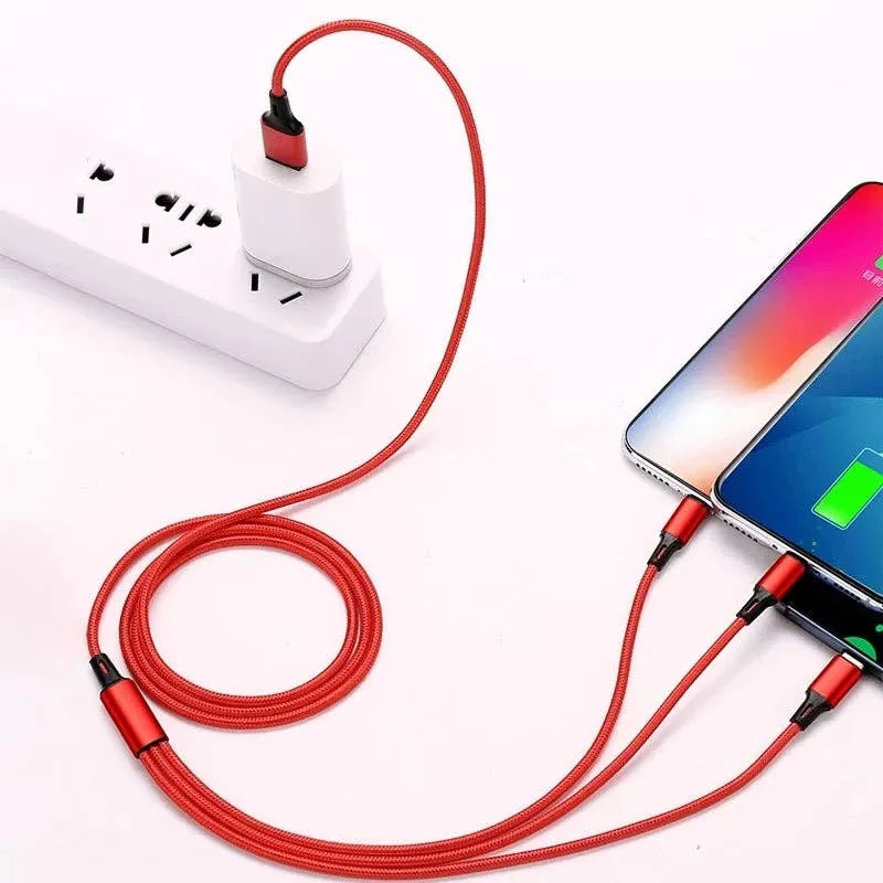 0907GG 3 In 1 Micro USB Type C Charger Cable Multi Usb Port Multiple Usb Charging Cord Usbc Mobile Phone Wire For Type-C — wholesale Tech & Gadgets by the case