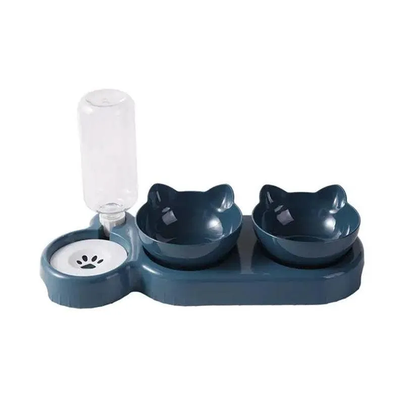 3-in-1 Cat Feeding Station with Gravity Water Dispenser — wholesale Pet by the case