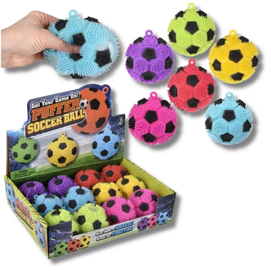 Puffer Soccer Fidget Ball Kids Play Toy- Assorted — wholesale Fidgets & Sensory by the case