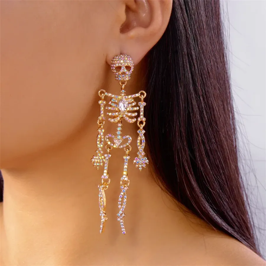 Gothic Rhinestone Skeleton Dangling Earrings — wholesale Apparel & Accessories by the case