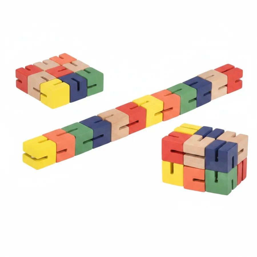 6-Inch Wooden Twist Cube Sensory Toy - Tactile Fidget and Stress Relief Block — wholesale Fidgets & Sensory by the case