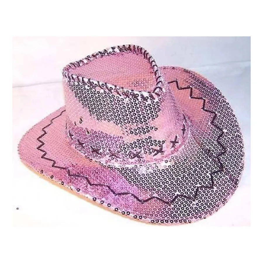 Wholesale Pink Color Sequin Design Cowboy Costume Hat (MOQ-6) — wholesale Apparel & Accessories by the case