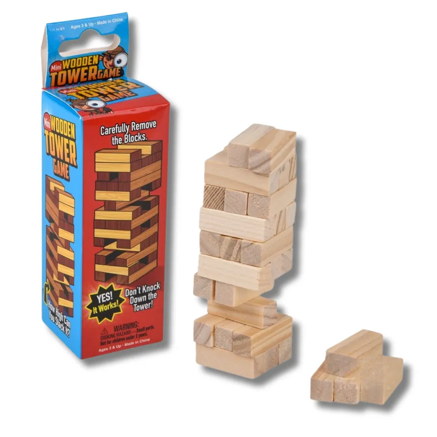 Classic Wooden Tower Game – Stack, Pull, and Topple Fun! — wholesale Toys & Games by the case