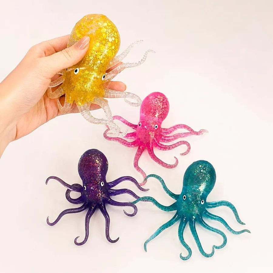Glitter Octopus Squeeze Kids Toy - Assorted — wholesale Fidgets & Sensory by the case