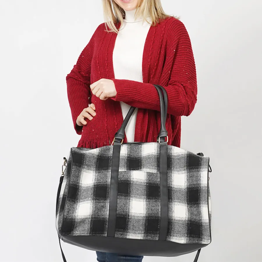 Check Patterned Duffle Tote Bag - Assorted — wholesale Bags & Backpacks by the case