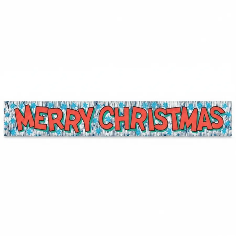Metallic Merry Christmas Fringe Banner - Holiday Mantel Decor & Seasonal Garland — wholesale Seasonal & Holiday by the case