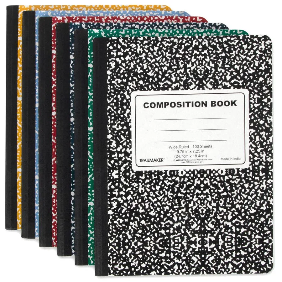 School Composition Notebook Wide Ruled 100 Sheets - Assorted — wholesale Stationery & Office by the case