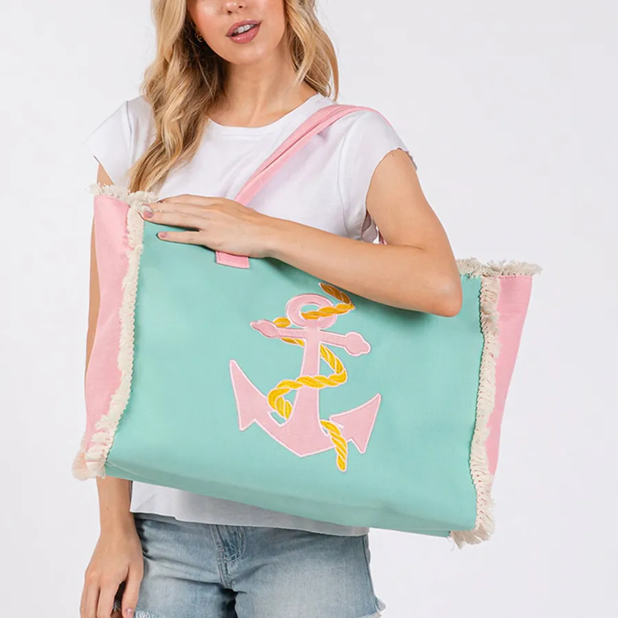 Printed Patterned Patch Embroidered Tote Bag - Assorted — wholesale Bags & Backpacks by the case