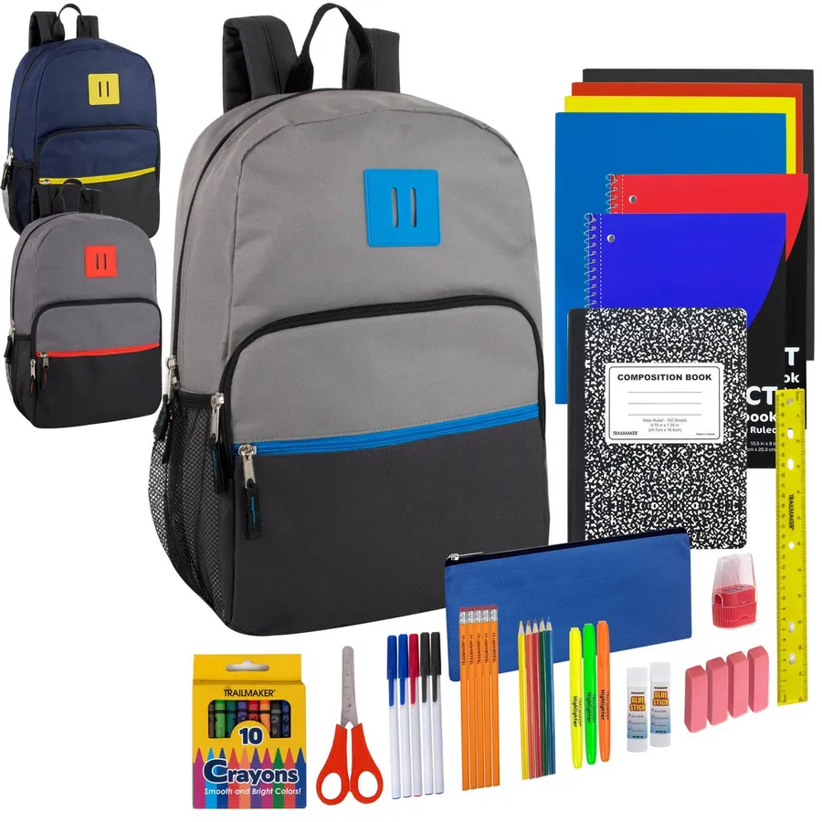 17'' Backpack With 45-Piece Back To School Kids- Assorted — wholesale Bags & Backpacks by the case