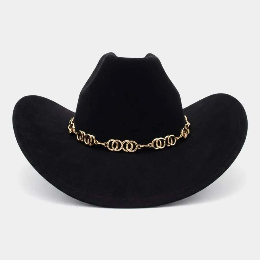 Metal Chain Accent Western Cowboy Hat - Assorted — wholesale Apparel & Accessories by the case