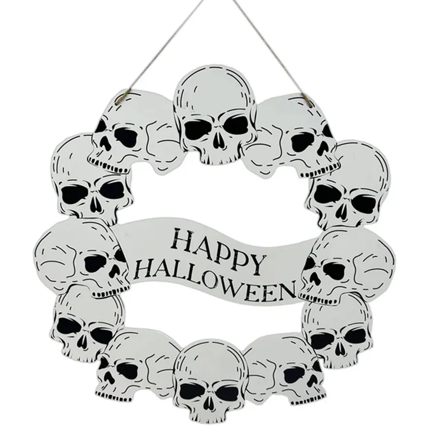 Halloween Hanging Wall Skulls Wreath Decor — wholesale Seasonal & Holiday by the case
