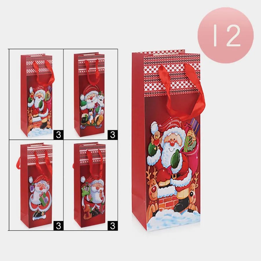 Santa Claus Merry Christmas Wine Gift Bags — wholesale Seasonal & Holiday by the case
