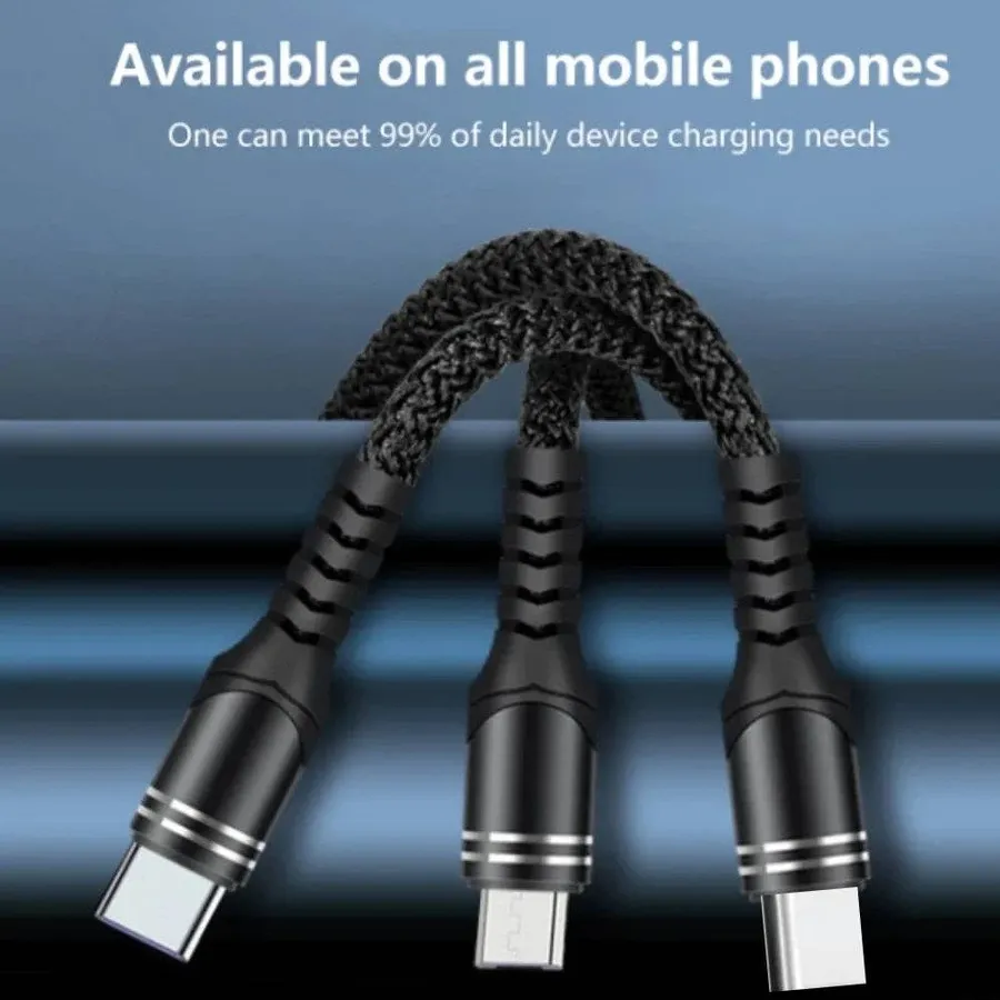 0907GG 3 In 1 USB Type C Cable Phone Charge Cable Nylon Braided Universal Charging Data Cord For iphone 14 13 Xiaomi Hua — wholesale Tech & Gadgets by the case