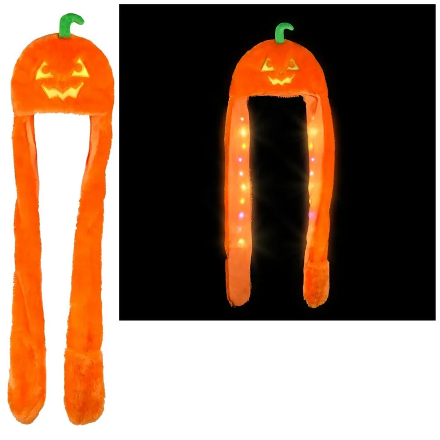 Light Up Jack O Lantern Plush Hat — wholesale Plush & Squishies by the case