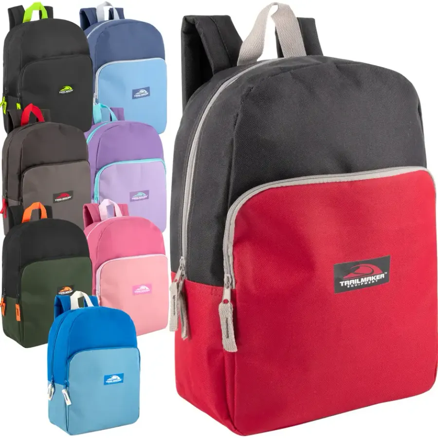 15” Two-Tone Promo Backpack - Assorted — wholesale Bags & Backpacks by the case