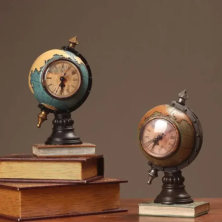 Clock Globe Figurine Vintage Home Décor Resin Assorted 9.45" — wholesale Home & Décor by the case
