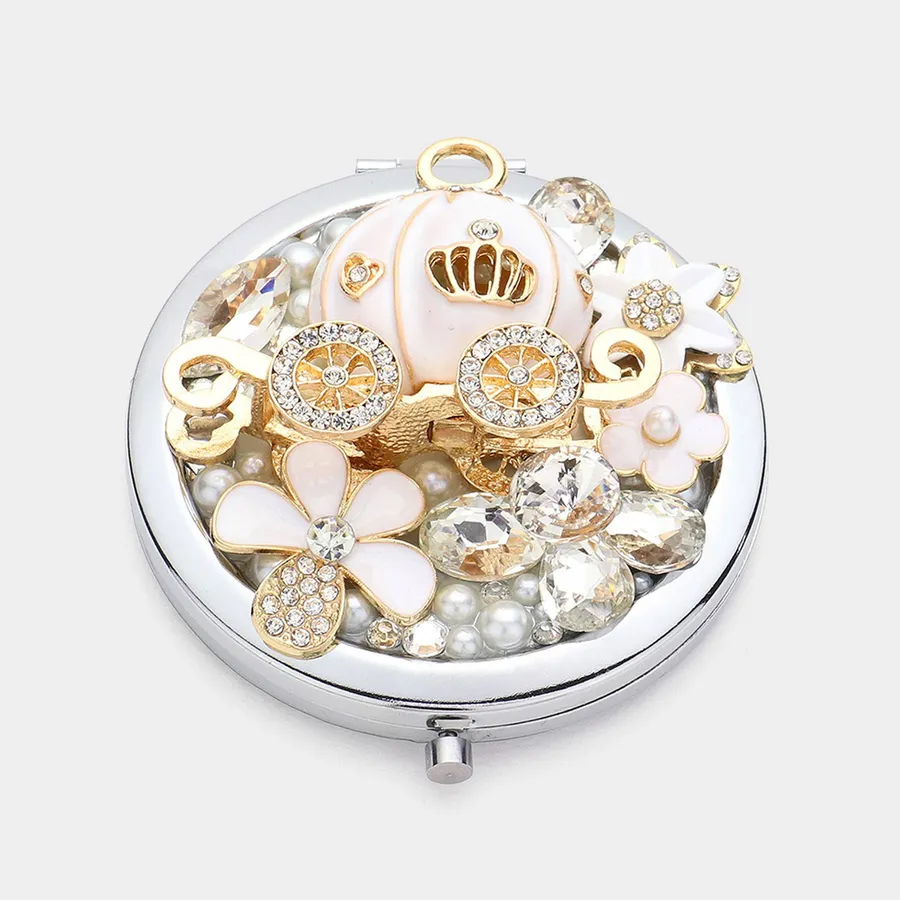 Embellished Pumpkin Carriage Circle Mirror Home Décor — wholesale Home & Décor by the case